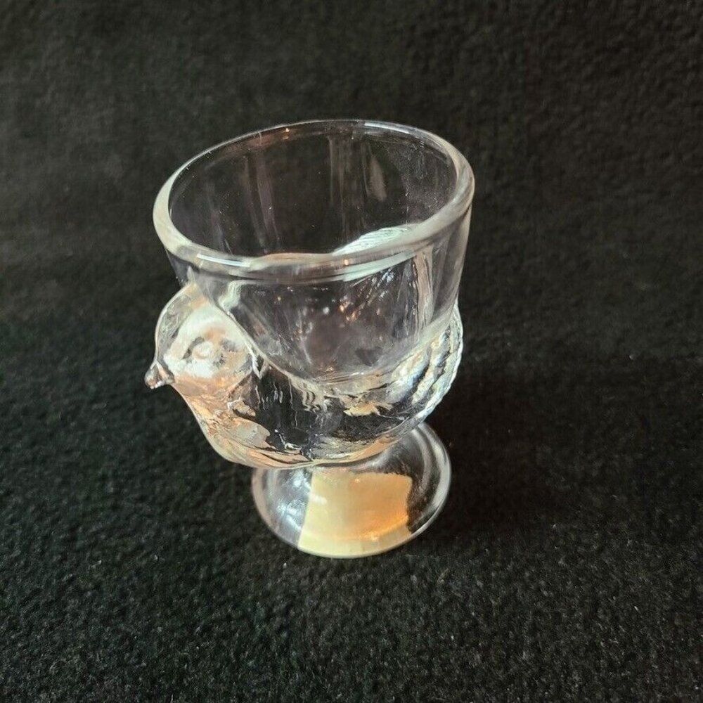 Vintage Abbott Collection Glass Chicken Egg Cup 2.5" Set of 3